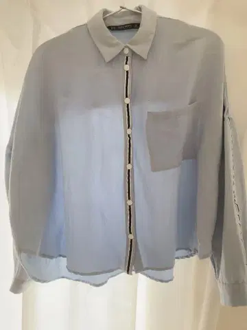 ZARA BASIC 긴팔 셔츠 XS 라이트 블루