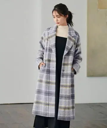 grove 미인백화 콜라보 리사이클 울 체크 코트