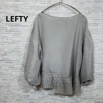 [LEFTY 새상품] 벌룬 소매 밑단 비대칭 플리츠 풍성한 여성 블라우스