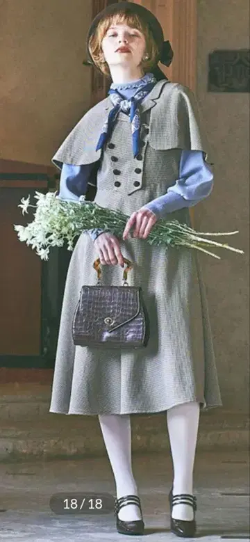 an another angelus 케이프 포함 더블 버튼 오버롤 스커트