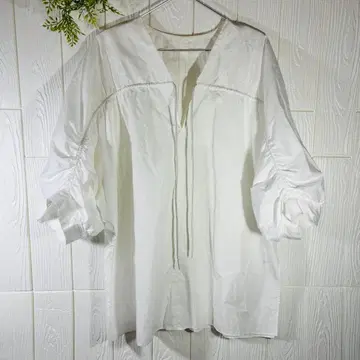 CITYSHOP 드로우 스트링 슬리브 블라우스 코튼 100%