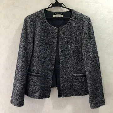 STYLE ME 트위드 노카라 포멀 울 실크 자켓