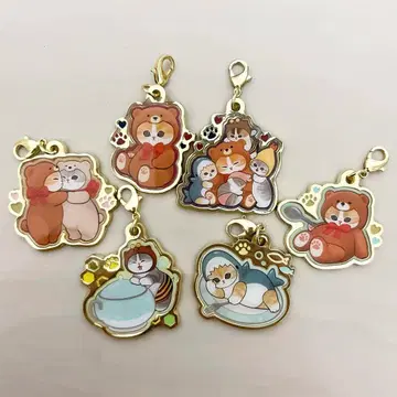 모프 샌드 메탈 참 테디베어냥 상어냥 6개 세트