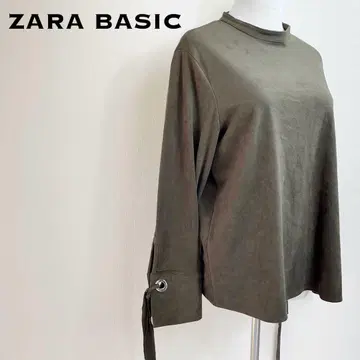 ZARA BASIC 자라 베이직 스웨이드 느낌 슬리브 리본 상의