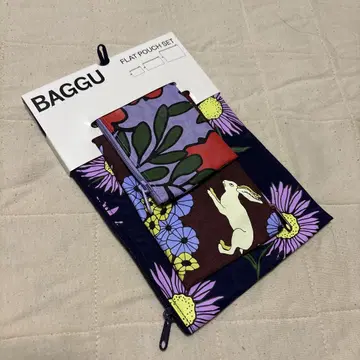 [ 미사용 새상품 ] BAGGU/플랫 파우치 세트/나이트 오차드