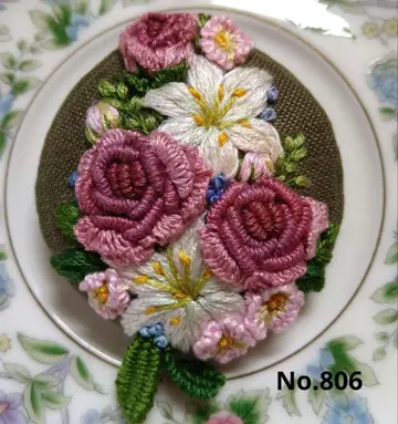 No.806 자수 브로치 핸드메이드 5cm