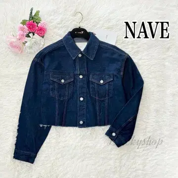 [ 미사용 ] NAVE 크롭 데님 자켓 숏 기장 인디고 0