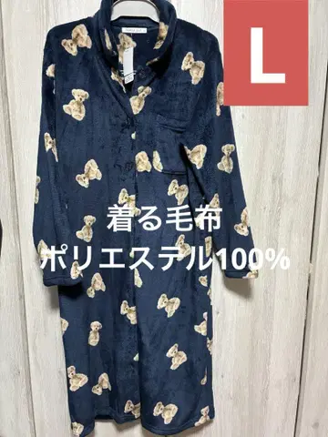NOBLE ELE 테디베어 패턴 룸웨어 L 사이즈 착용 담요 따뜻한