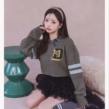 Darich 칼리지 와펜 숏 니트탑