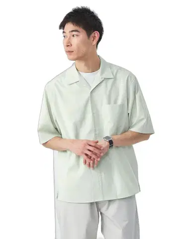 그린 레이블 릴랙싱 반팔 셔츠 라이트 그린