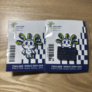 간사이 엑스포 태국관 오리지널 핀 배지 푸움자이 2종 세트