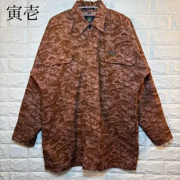 도라이치 TORAICHI 긴팔 셔츠 M 사이즈 브라운 올 패턴