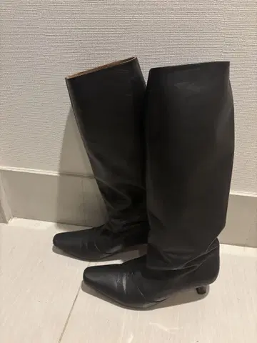 Spick & Span 블랙 가죽 롱 부츠
