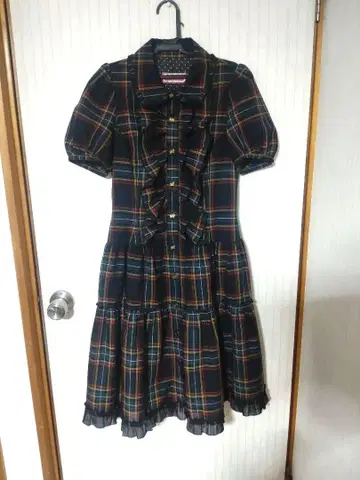 지저스 디아망테 타탄 체크 티어드 원피스 40