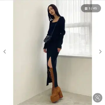 EMODA 블랙 슬릿 타이트 스커트