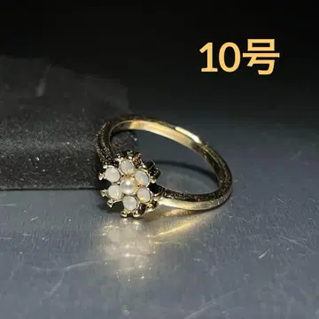 빈티지 패션 반지 골드 10호 펄 꽃 플라워 디자인