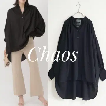 새상품급 Chaos 카오스 큐프라 트윌 개더 블라우스 블랙 FREE