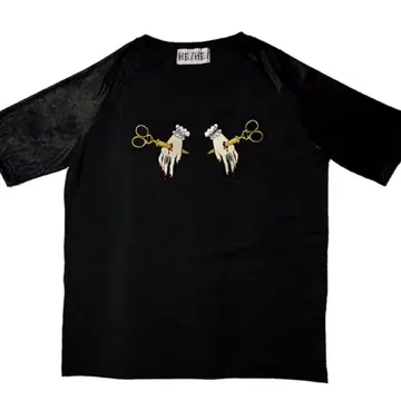 HEIHEI 자수 T셔츠 가위