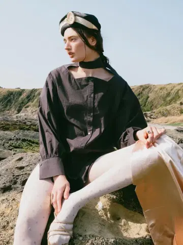 새상품급 sahara Design Cut Shirt 디자인 컷 셔츠 블랙