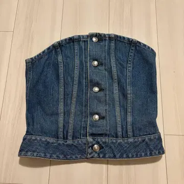 HYKE 하이크 DENIM STRAPLESS TOP 데님 뷔스티에