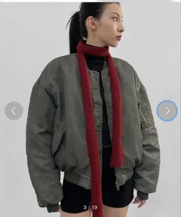 BLACKUP 빨간색 울 혼방 롱 스카프