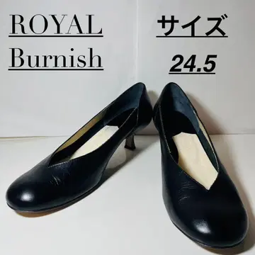 새상품급 RoyalBurnish 일본제 블랙 가죽 V 컷 24.5cm