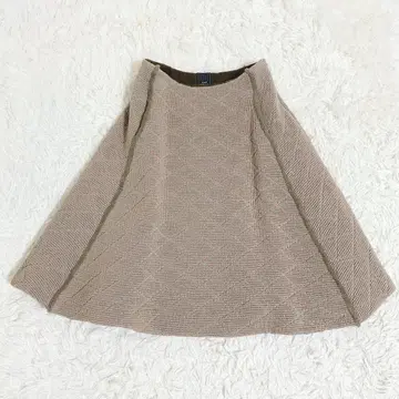 미나 페르호넨 waffle 플레어 스커트 퀼팅 울 브라운