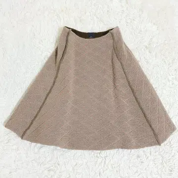 미나 페르호넨 waffle 플레어 스커트 퀼팅 울 브라운