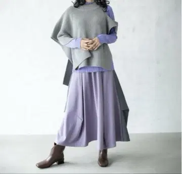 오즈모시스 바이컬러 턱 코쿤 스커트 롱 스커트 여성용 가을/겨울