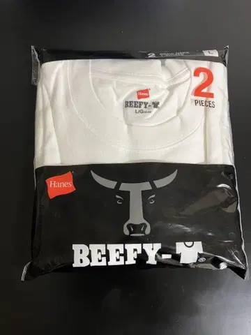 [헤인즈] 비피 티셔츠 BEEFY 2장 세트 L 사이즈 화이트 반팔