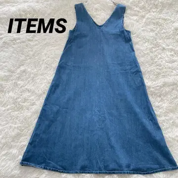 ITEMS 어반 리서치 데님 오버롤 스커트 F 플레어 V넥