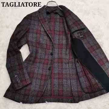딸리아또레 트위드 실크 혼방 체크 무늬 테일러드 자켓 44 S