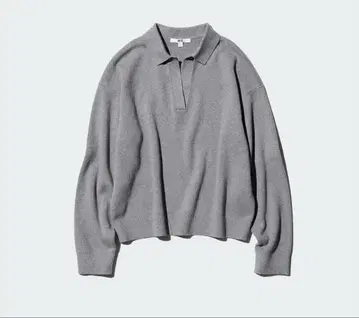 새상품급 유니클로 UNIQLO 스무스 코튼 릴랙스 폴로 스웨터 그레이