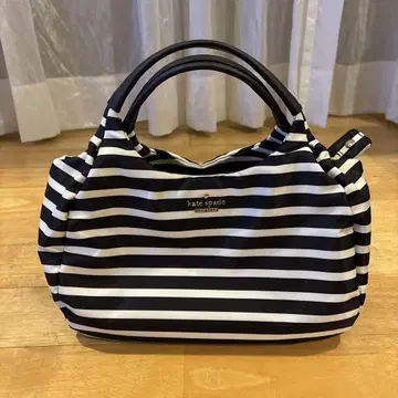 케이트 스페이드 KATE SPADE 나일론 핸드백 화이트 블랙 보더
