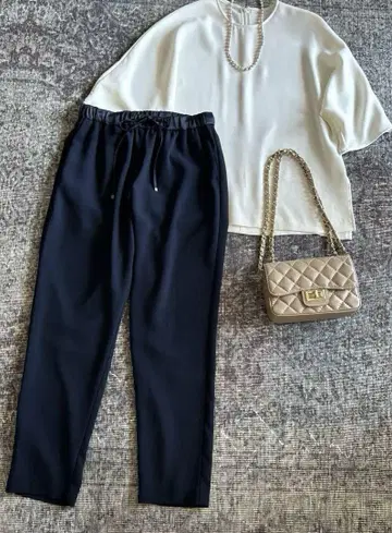 빔즈 Demi Luxe 깔끔한 팬츠 다크 네이비 36