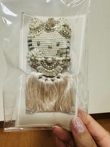 비즈 장식 고양이 모양 키링