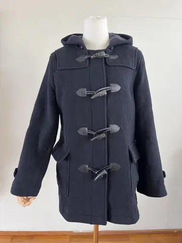 블랙 더플 코트 후드 부착