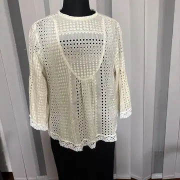miyaco의 전체 레이스 아이보리 7부 소매