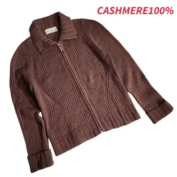 캐시미어 100% 리브 집업 옷깃 니트 브라운 84855