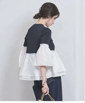UNITED ARROWS 프릴 달린 긴팔 셔츠