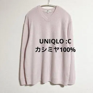 유니클로C 캐시미어 릴랙스 V넥 스웨터 핑크 L