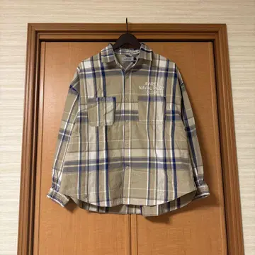 AVIREX Bell 격자 무늬 오버 셔츠 블라우스 FREE