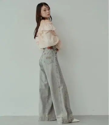 chico 루즈 와이드 데님 S 사이즈