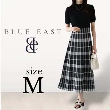 택 포함 BLUE EAST 체크 니트 원피스 도킹 블랙