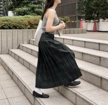 사이토 나루 사이드 벨트 롱 플리츠 스커트 기장 보정 있음 84cm