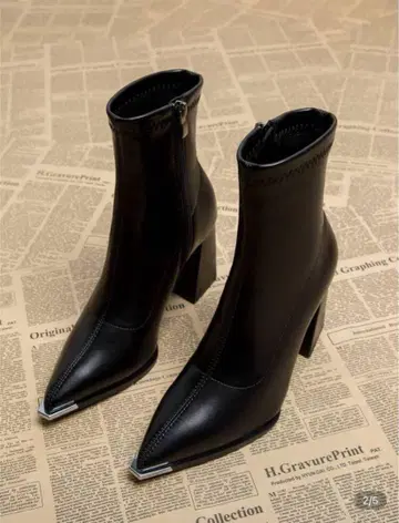 블랙 스틸레토 부티 25cm