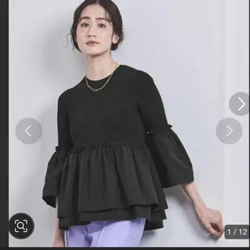 UNITED ARROWS 블랙 프릴 상의