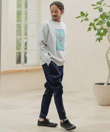 미사용 새상품 CAMBIO 컬러 데님 사루엘 테이퍼드 팬츠