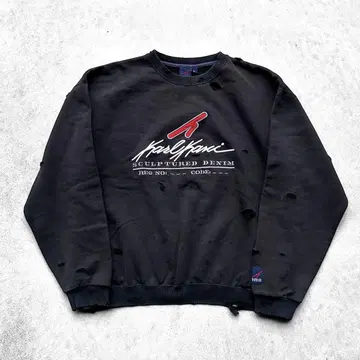 00s 칼카니 칼카니 자수 로고 보로 페이드 맨투맨