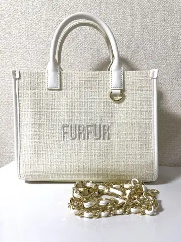 [ 새상품급 ] furfur 퍼퍼 트위드 로고 토트백 아이보리 화이트